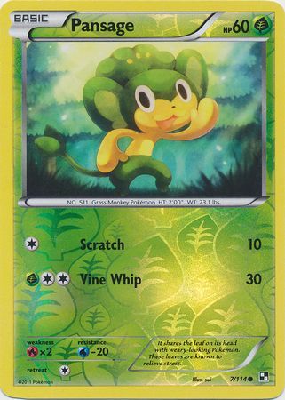 Image of Pansage (7/114) (Energy Holo) [Black & White: Base Set]