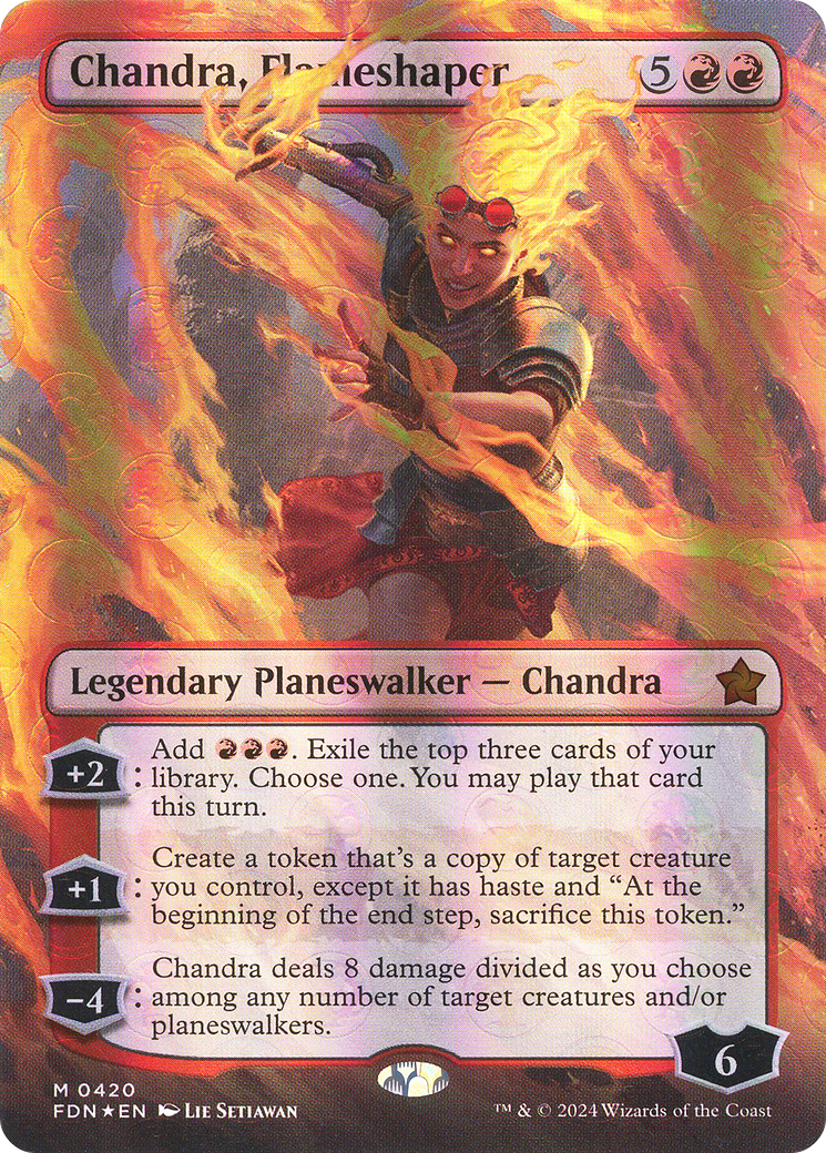 Image of Chandra, Flameshaper (Borderless) (Mana Foil) [Foundations]