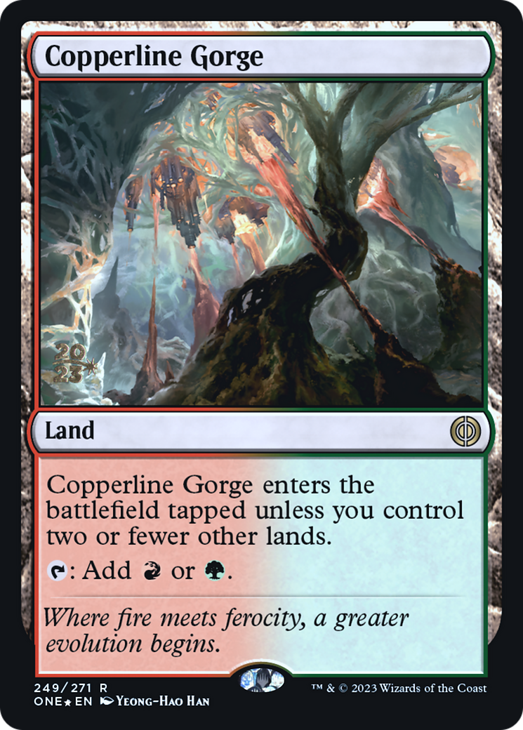 Image of Copperline Gorge [Phyrexia: All Will Be One Prerelease Promos]