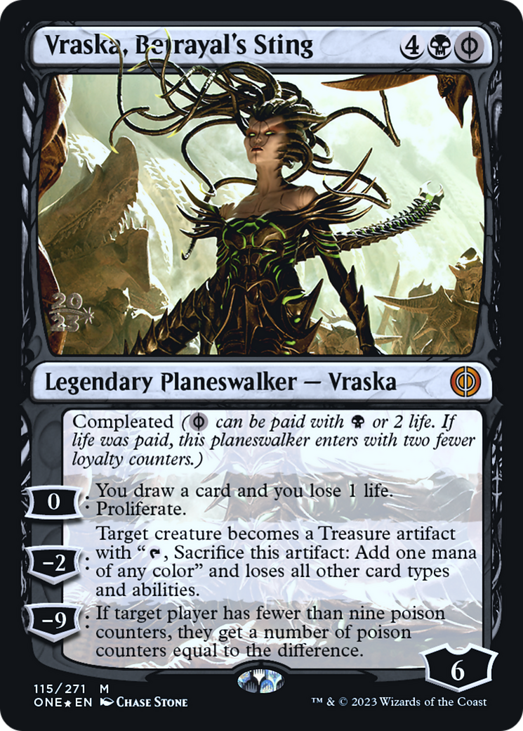 Image of Vraska, Betrayal's Sting [Phyrexia: All Will Be One Prerelease Promos]