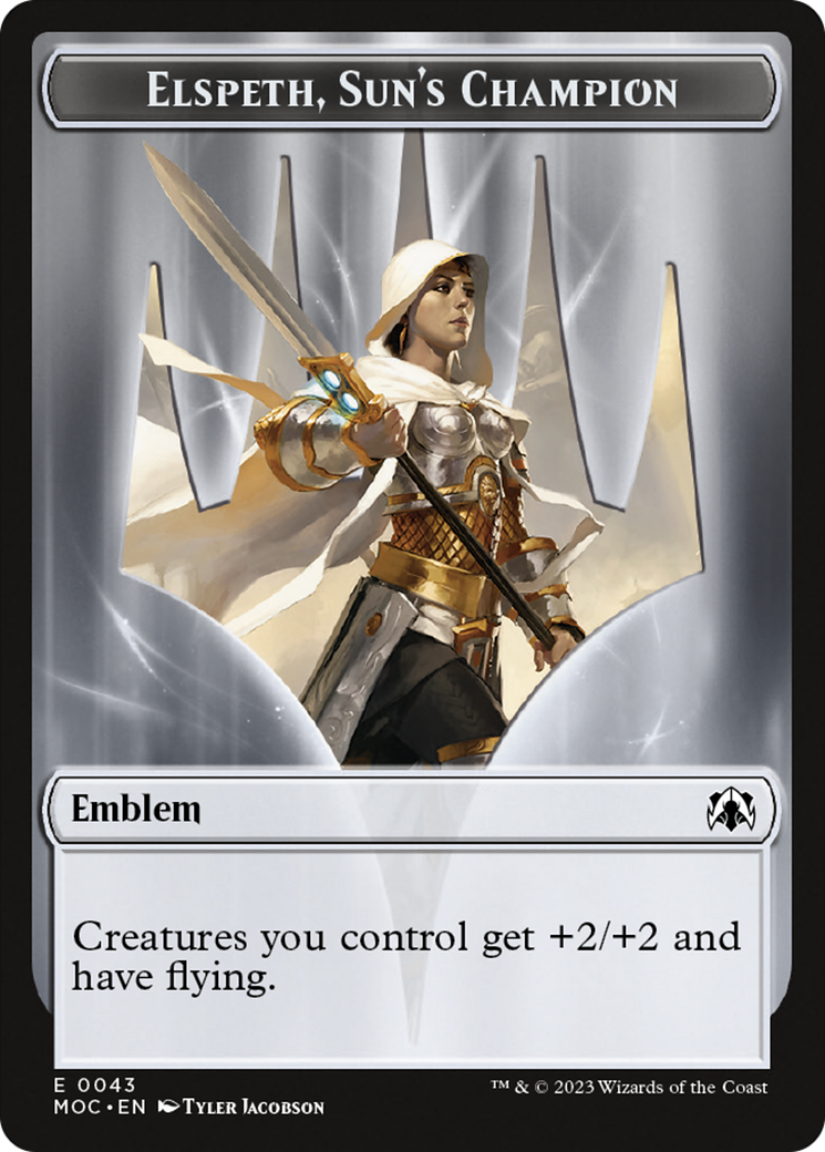 Image of Warrior // Elspeth, Sun's Champion Emblem Double-Sided Token [March of the Machine Commander Tokens]