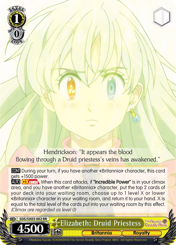 Image of Elizabeth: Druid Priestess (SDS/SX03-002 RR) [The Seven Deadly Sins]