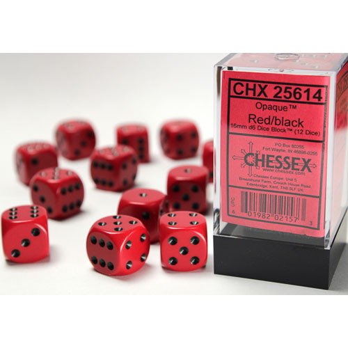 Image of Chessex Opaque - Red/Black - 12d6 (CHX 25614)