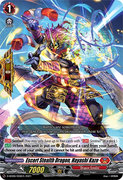 Image of Escort Stealth Dragon, Hayashi Kaze (D-SD06/008EN) [Mirei Minae: Sealed Blaze Maiden]