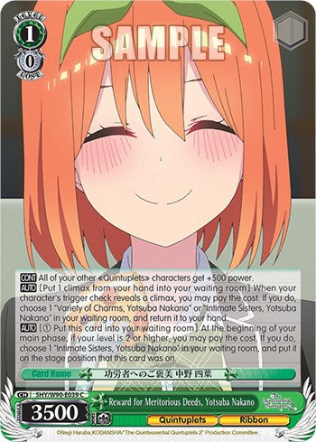 Image of Reward for Meritorious Deeds, Yotsuba Nakano (5HY/W90-E039 C) [The Quintessential Quintuplets 2]
