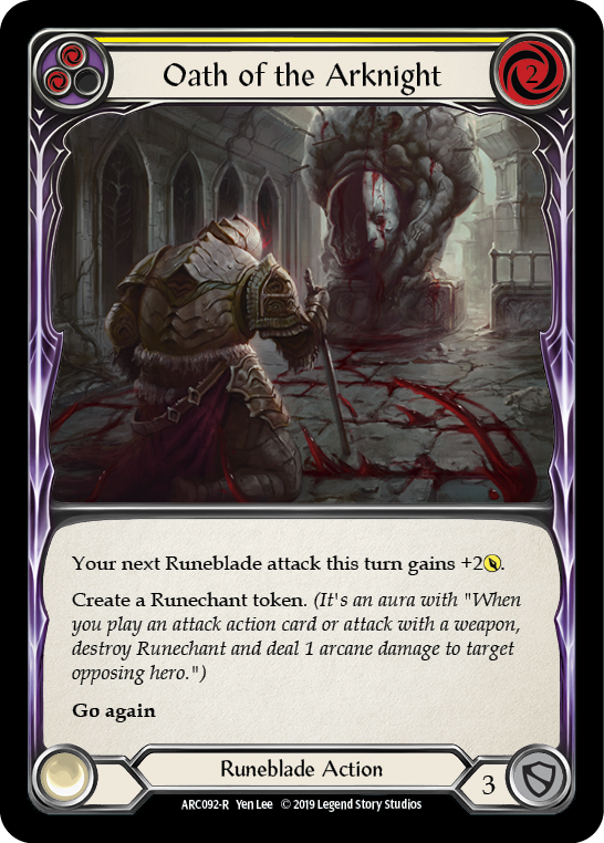 Image of Oath of the Arknight (Yellow) [ARC092-R] (Arcane Rising)  1st Edition Normal
