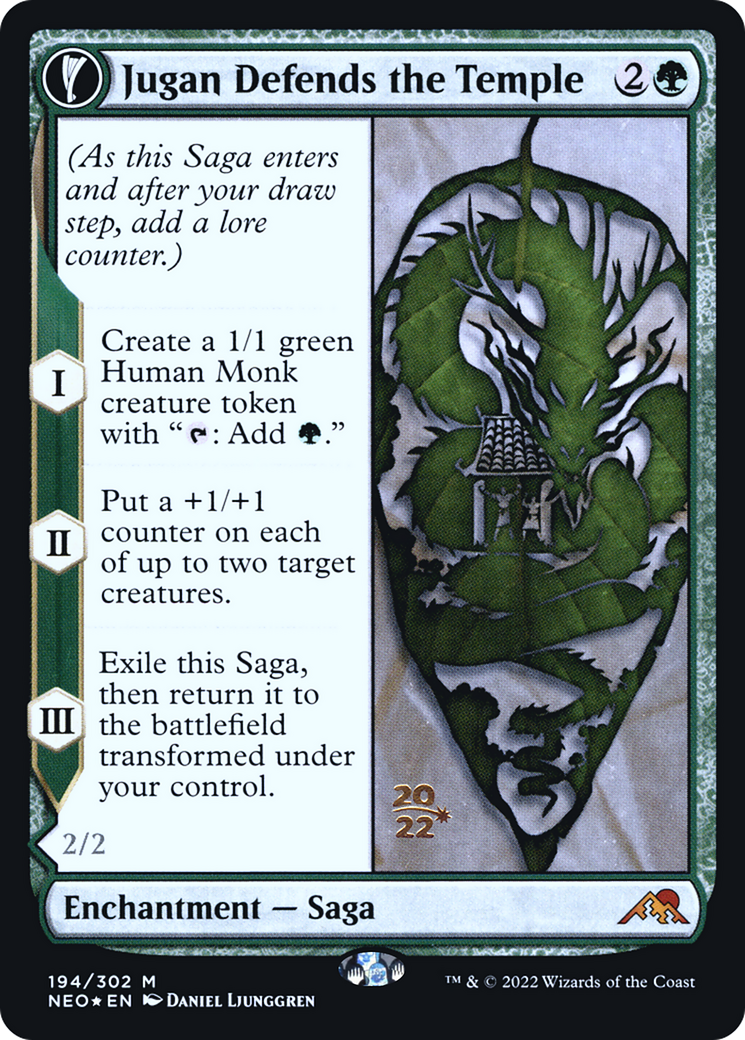 Image of Jugan Defends the Temple // Remnant of the Rising Star [Kamigawa: Neon Dynasty Prerelease Promos]