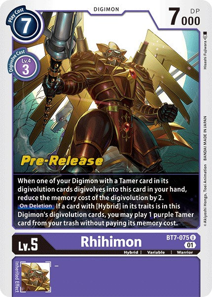 Image of Rhihimon [BT7-075] [Next Adventure Pre-Release Cards]