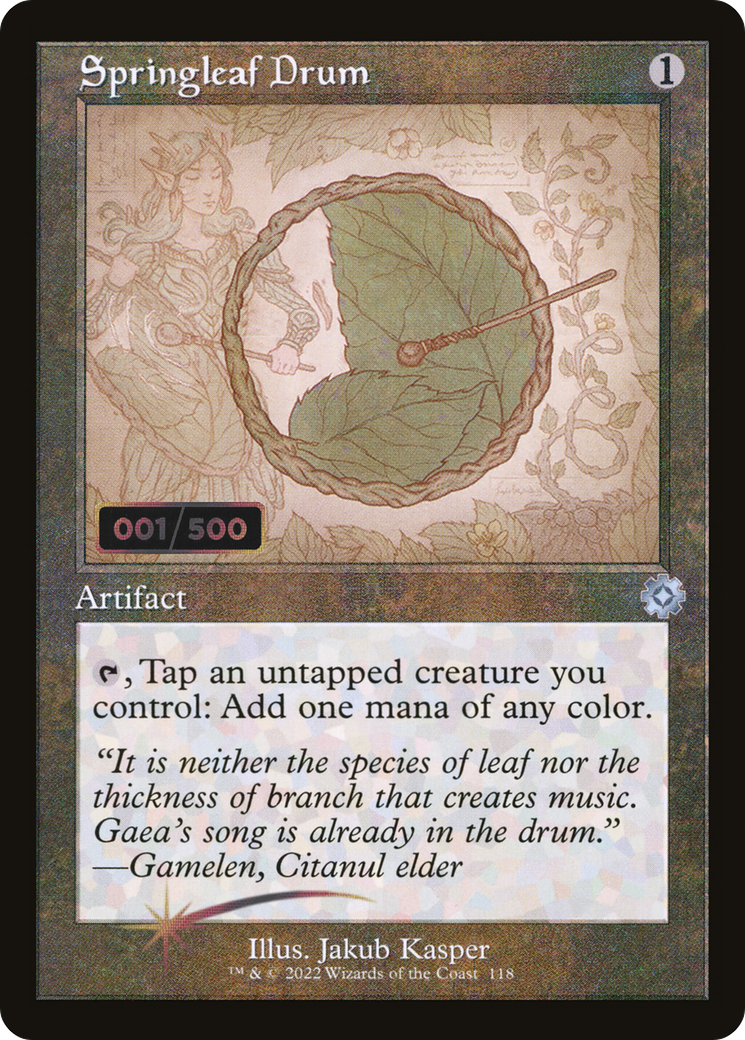Image of Springleaf Drum (Retro Schematic) (Serialized) [The Brothers' War Retro Artifacts]