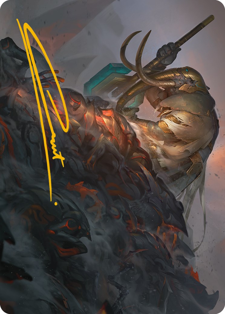 Image of Against All Odds Art Card (Gold-Stamped Signature) [Phyrexia: All Will Be One Art Series]