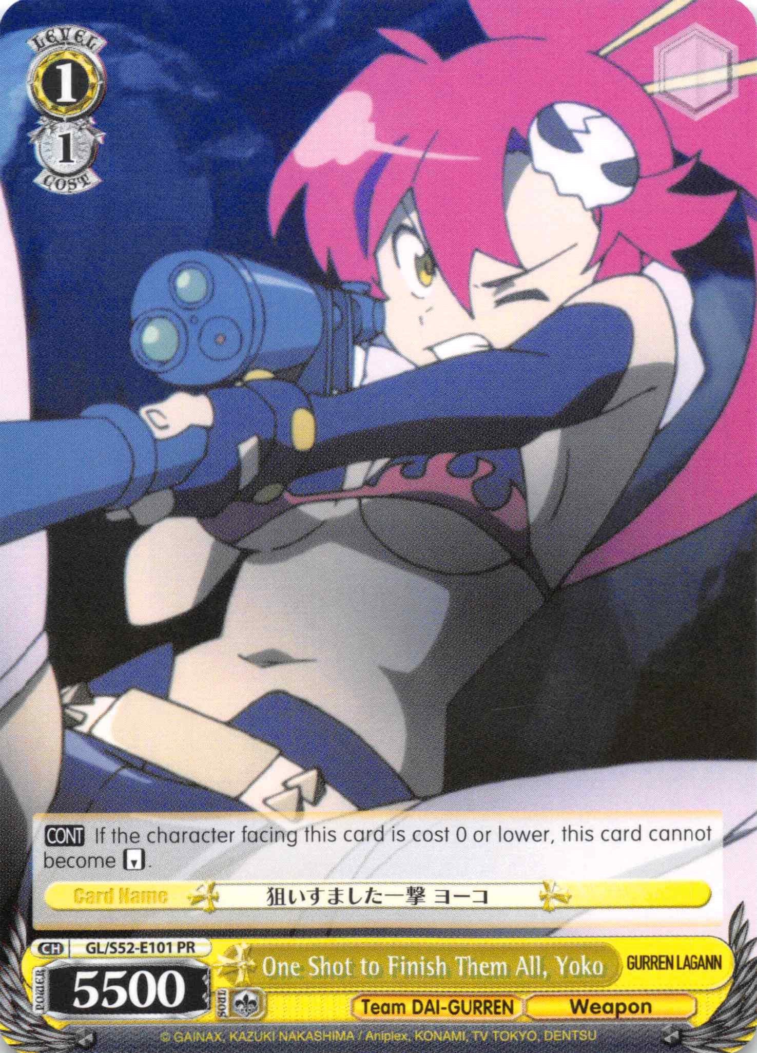 Image of One Shot to Finish Them All, Yoko (GL/S52-E101 PR) (Promo) [Gurren Lagann]