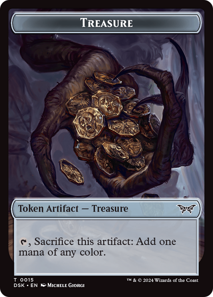 Image of Spirit (0006) // Treasure Double-Sided Token [Duskmourn: House of Horror Tokens]