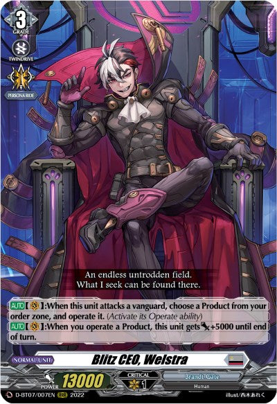 Image of Blitz CEO, Welstra (D-BT07/007EN) [Raging Flames Against Emerald Storm]