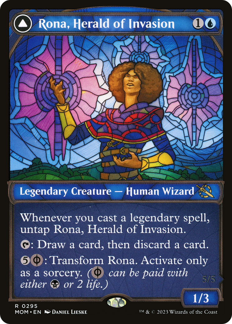 Image of Rona, Herald of Invasion // Rona, Tolarian Obliterator (Showcase Planar Booster Fun) [March of the Machine]