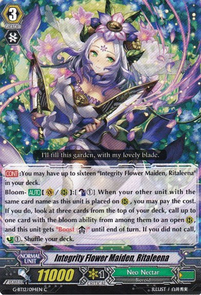 Image of Integrity Flower Maiden, Ritaleena (G-BT12/094EN) [Dragon King's Awakening]