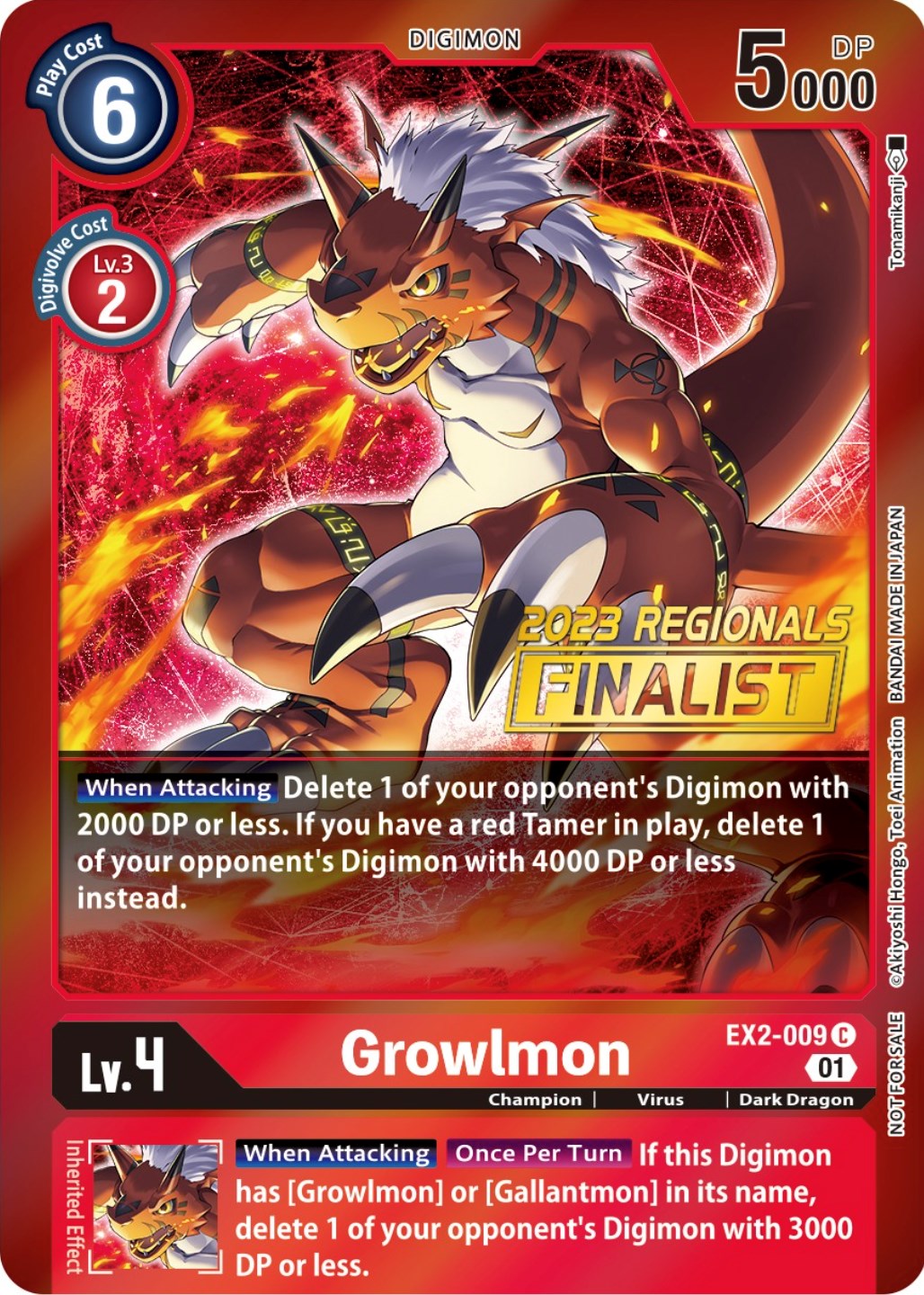 Image of Growlmon [EX2-009] (2023 Regionals Finalist) [Digital Hazard Promos]
