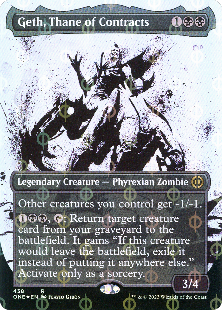 Image of Geth, Thane of Contracts (Borderless Ichor Step-and-Compleat Foil) [Phyrexia: All Will Be One]