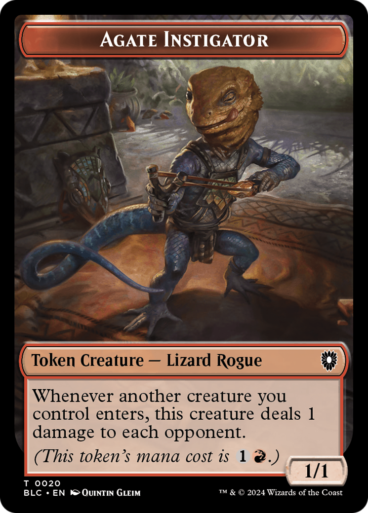 Image of Agate Instigator // Rabbit Double-Sided Token [Bloomburrow Commander Tokens]