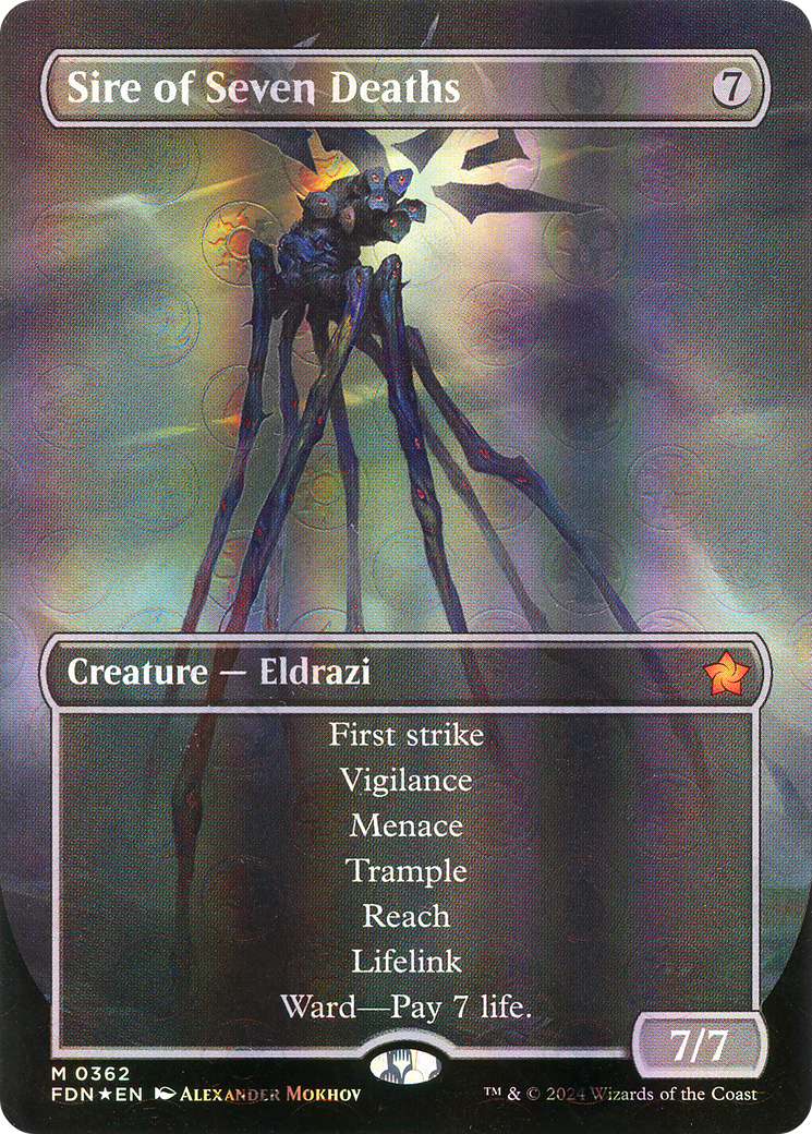 Image of Sire of Seven Deaths (Borderless) (Mana Foil) [Foundations]