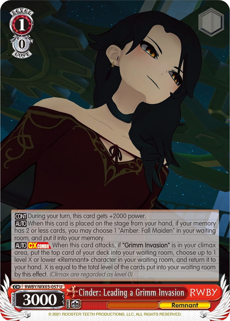 Image of Cinder: Leading a Grimm Invasion (RWBY/WX03-057 U) [RWBY]