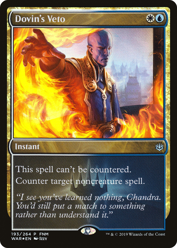 Image of Dovin's Veto (FNM) [War of the Spark Promos]