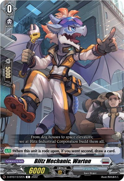 Image of Blitz Mechanic, Warton (D-BT07/072EN) [Raging Flames Against Emerald Storm]