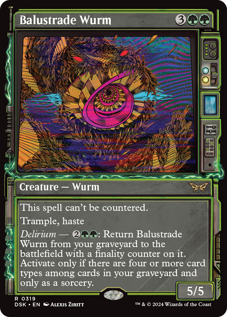 Image of Balustrade Wurm (Showcase) [Duskmourn: House of Horror]