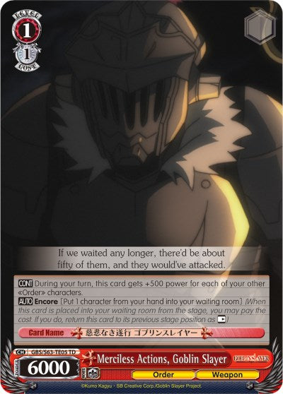 Image of Merciless Actions, Goblin Slayer (GBS/S63-TE05 TD) [Goblin Slayer]