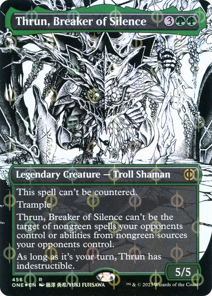 Image of Thrun, Breaker of Silence (Borderless Manga Step-and-Compleat Foil) [Phyrexia: All Will Be One]