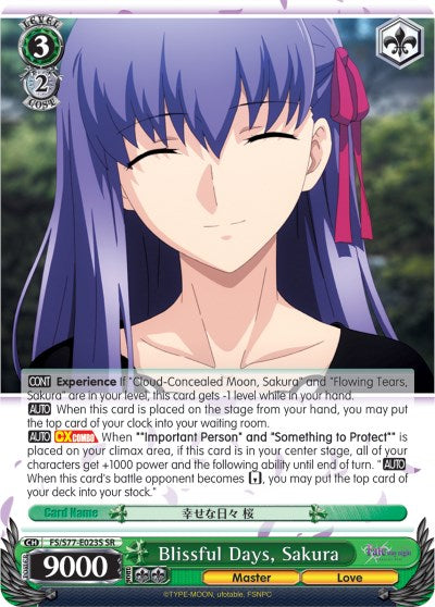 Image of Blissful Days, Sakura (FS/S77-E023S SR) [Fate/Stay Night [Heaven's Feel] Vol.2]