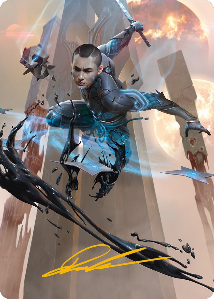 Image of Kaito, Dancing Shadow Art Card (Gold-Stamped Signature) [Phyrexia: All Will Be One Art Series]