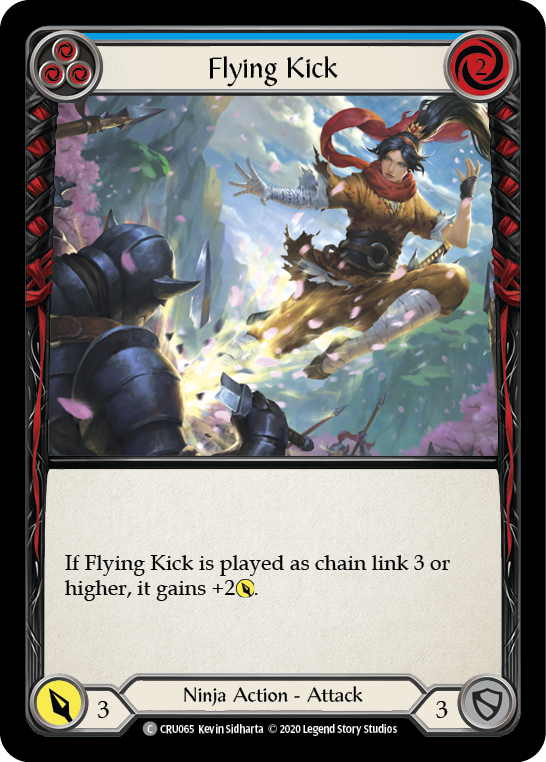 Image of Flying Kick (Blue) [CRU065] (Crucible of War)  1st Edition Rainbow Foil