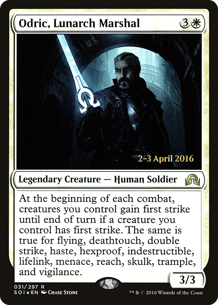 Image of Odric, Lunarch Marshal [Shadows over Innistrad Prerelease Promos]
