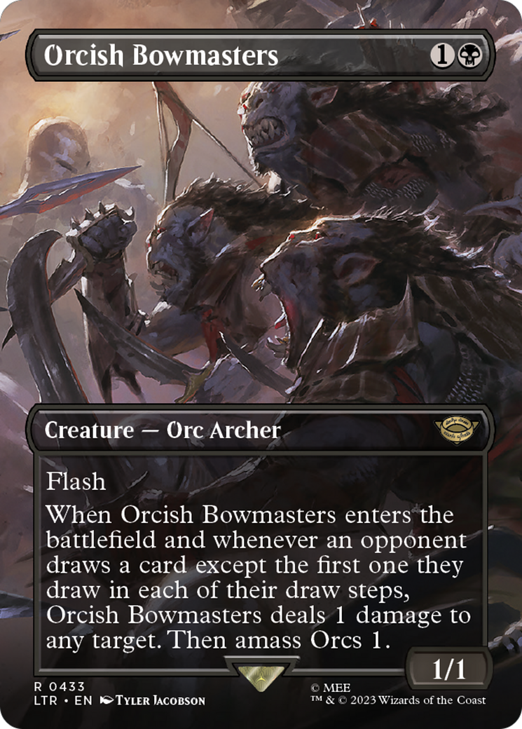 Image of Orcish Bowmasters (Borderless Alternate Art) [The Lord of the Rings: Tales of Middle-Earth]