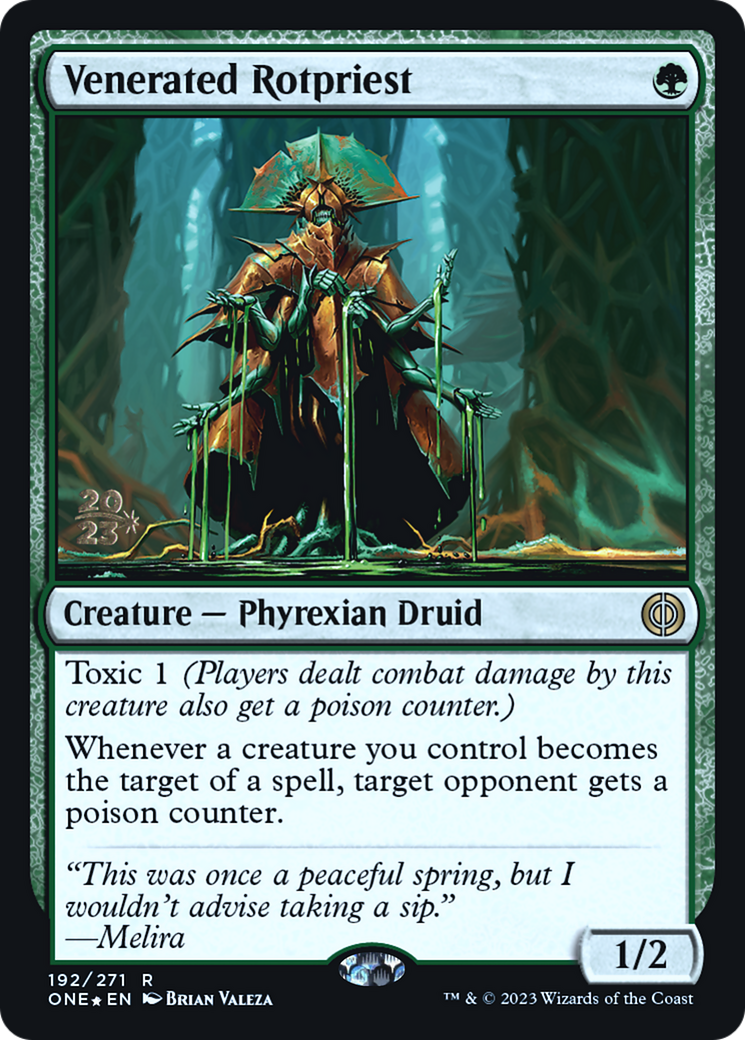 Image of Venerated Rotpriest [Phyrexia: All Will Be One Prerelease Promos]