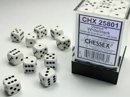 Image of Chessex Opaque - White/Black - 36 Dice Set