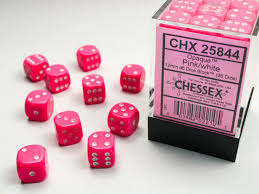 Chessex Opaque - Pink/White - 36 Dice Set