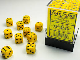 Image of Chessex Opaque - Yellow/Black - 36 Dice Set