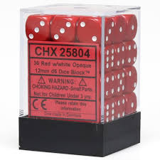 Image of Chessex Opaque - Red/White - 36 Dice Set