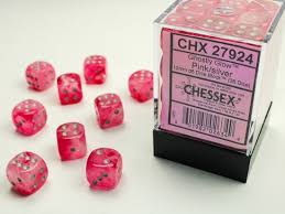 Image of Chessex Ghostly Glow - Pink/Silver - 36 Dice