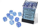 Chessex Borealis - Sky Blue/Silver - 36 D6 Dice Block