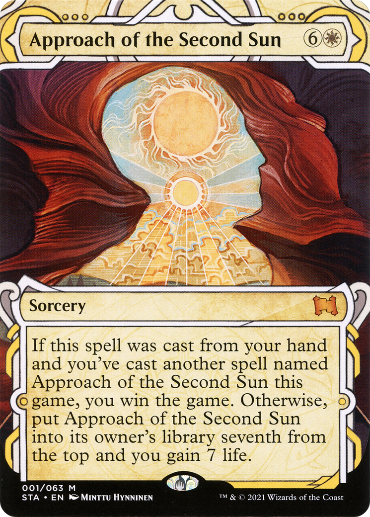 Image of Approach of the Second Sun (STA-001) - Strixhaven Mystical Archive: (Showcase) (Borderless) Etched Foil