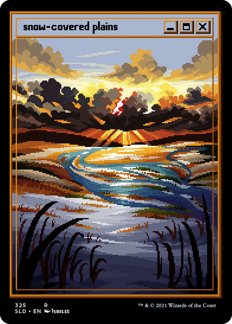 Image of Snow-Covered Plains (PixelSnowLands.jpg) (SLD-325) - Secret Lair Drop Etched Foil