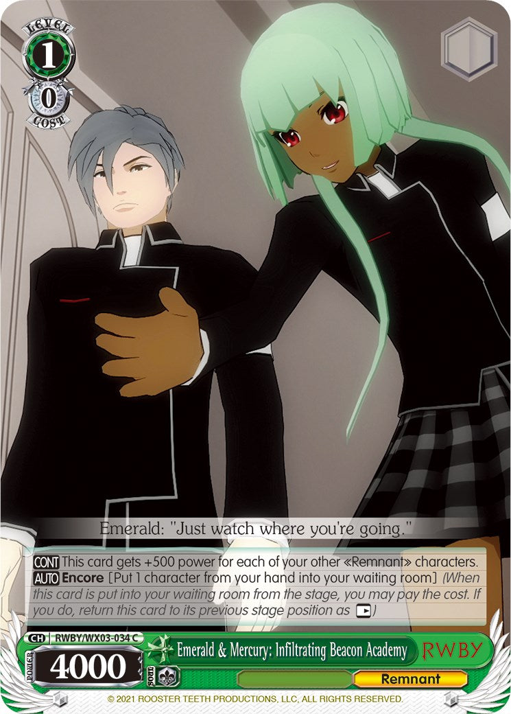 Image of Emerald & Mercury: Infiltrating Beacon Academy (RWBY/WX03-034 C) [RWBY]