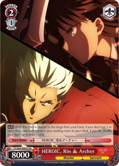 Image of HEROIC, Rin & Archer (FS/S64-E063S SR) [Fate/Stay Night [Heaven's Feel]]