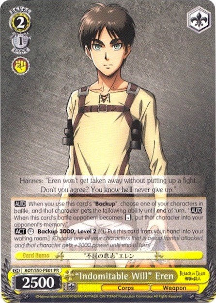 "Indomitable Will" Eren (AOT/S50-PE01 PR) (Promo) [Attack on Titan Vol. 2]