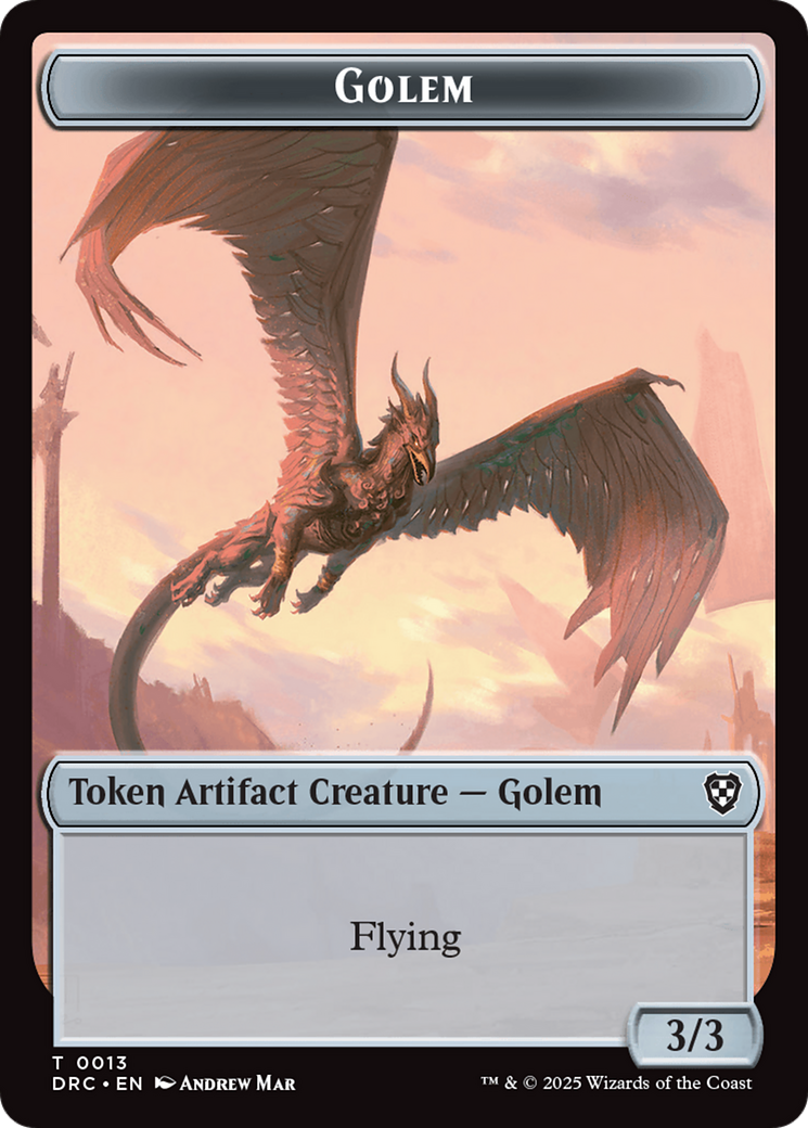 Image of Construct // Golem (0013) Double-Sided Token [Aetherdrift Commander Tokens]