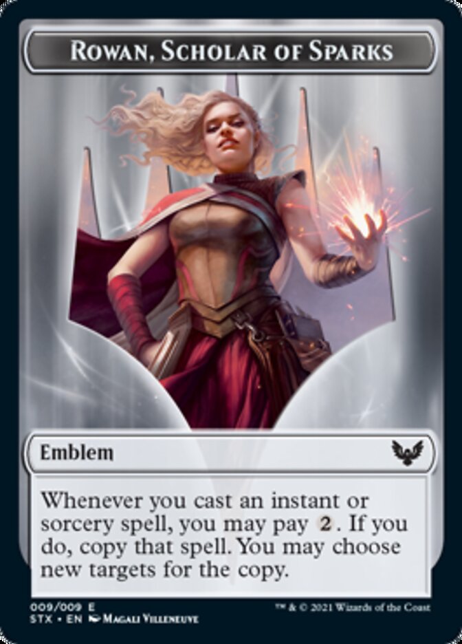 Image of Fractal // Rowan, Scholar of Sparks Emblem Double-Sided Token [Strixhaven: School of Mages Tokens]