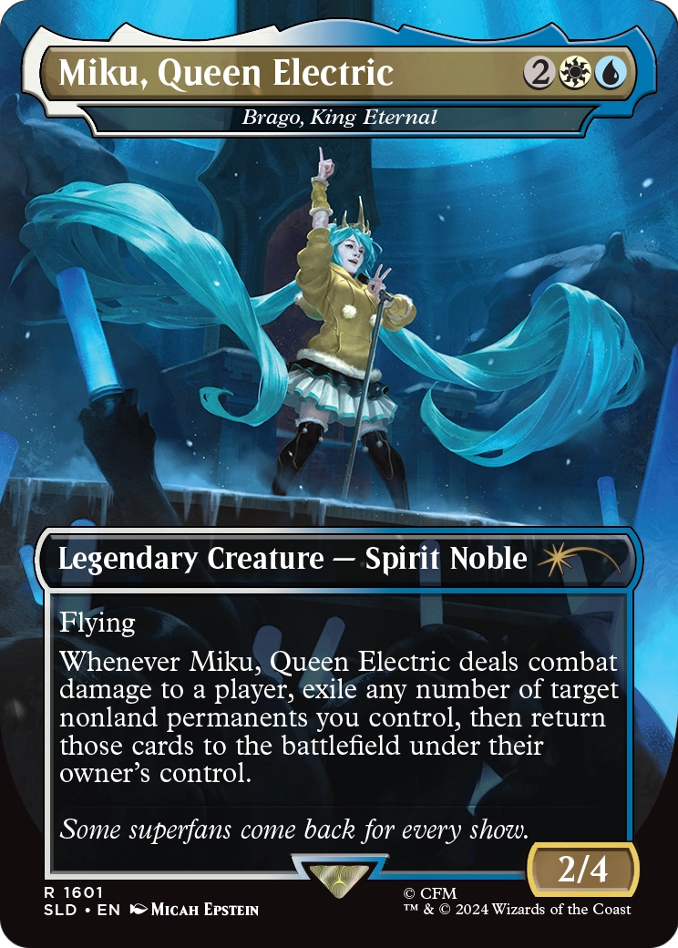 Image of Brago, King Eternal (SLD-1601) - Secret Lair Drop / Miku, Queen Electric (Borderless) Foil