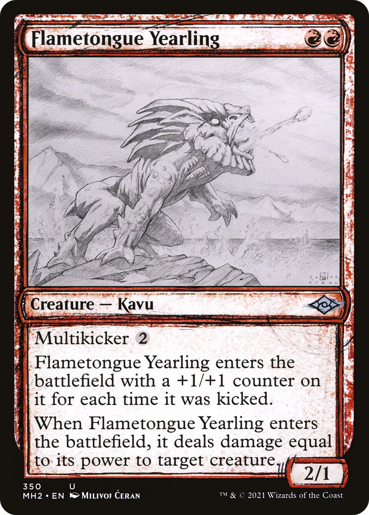 Image of Flametongue Yearling (Sketch) [Modern Horizons 2]